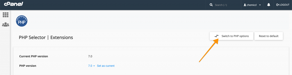 cPanel PHP Options