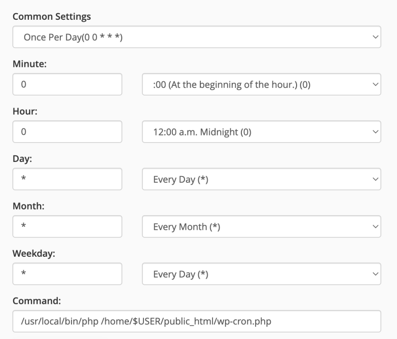 Cron Job Settings