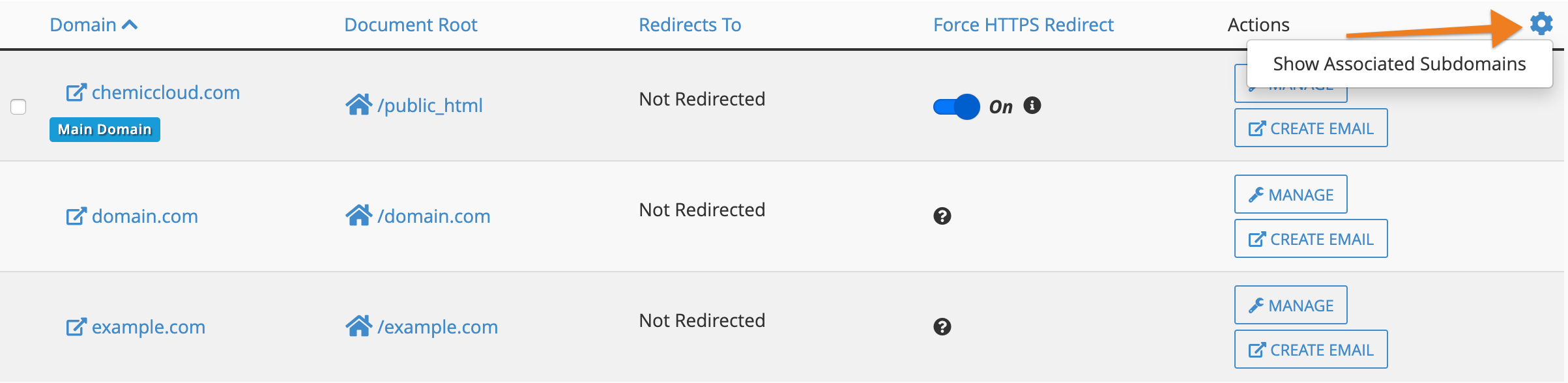Show Associated Subdomains